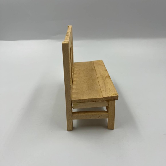 Vintage Dollhouse Furniture Miniature Wooden Entry/ Outdoor Bench Light Oak - Picture 8 of 8